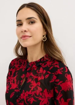 Damen bonprix Nachhaltigere Materialien|Blusen & Tuniken|Chiffon Bluse mit Smok-Details
