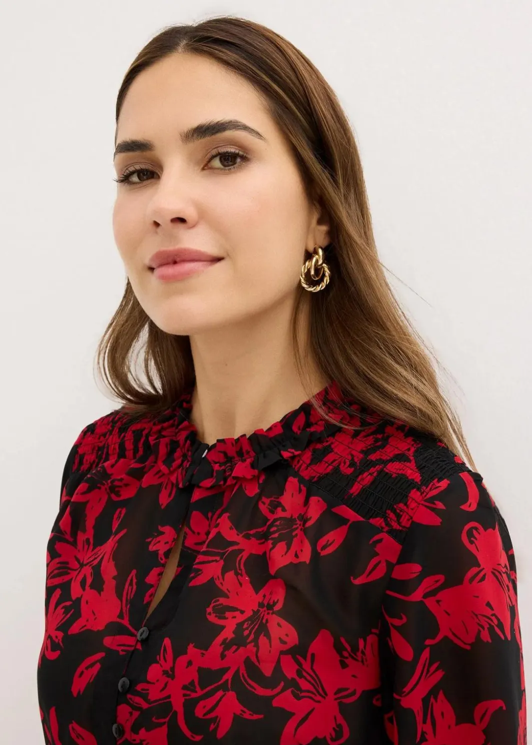 Damen bonprix Nachhaltigere Materialien|Blusen & Tuniken|Chiffon Bluse mit Smok-Details