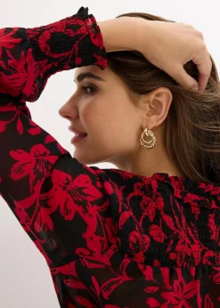 Damen bonprix Nachhaltigere Materialien|Blusen & Tuniken|Chiffon Bluse mit Smok-Details