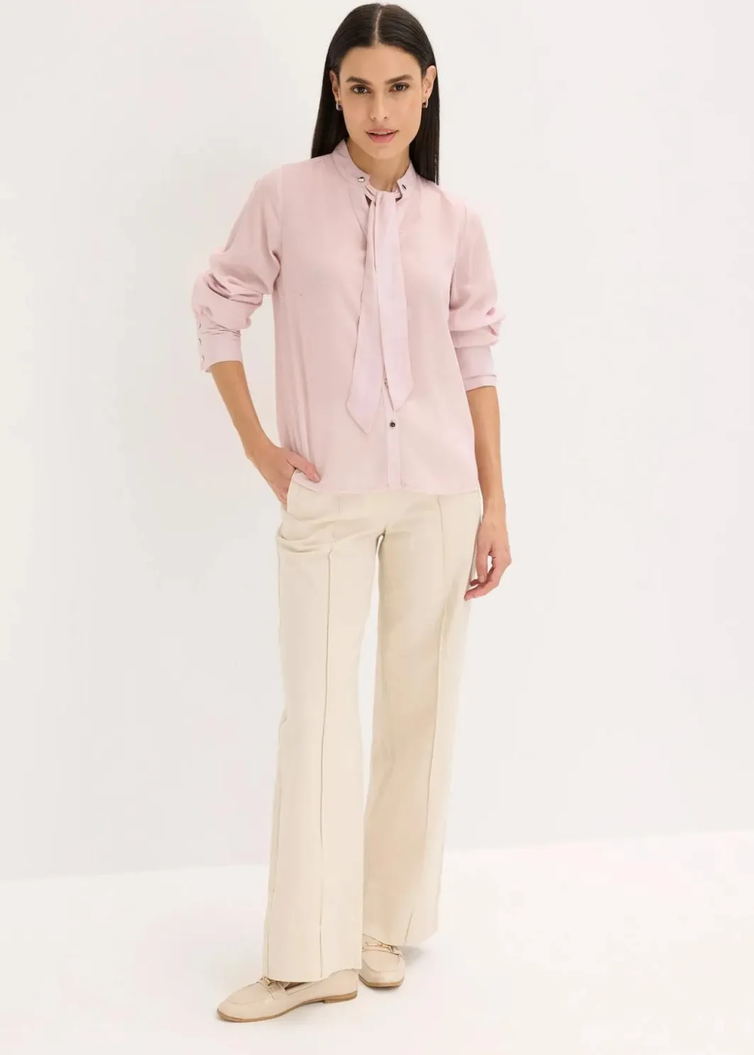 Online Chiffonbluse mit abnehmbarer Schluppe Damen Bekleidung·Jacken & Mäntel|Blusen & Tuniken