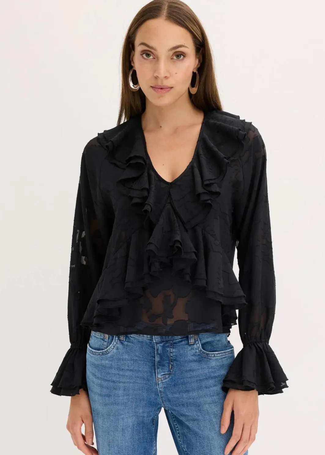 Hot Chiffonbluse mit leichter Transparenz Damen Bekleidung·Jacken & Mäntel|Blusen & Tuniken