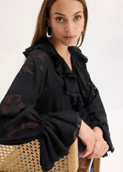Hot Chiffonbluse mit leichter Transparenz Damen Bekleidung·Jacken & Mäntel|Blusen & Tuniken