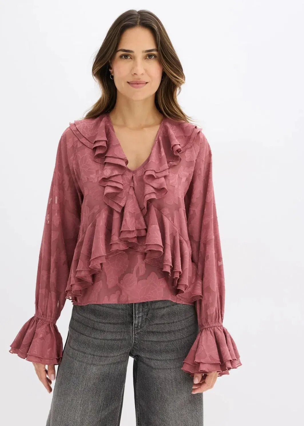 Damen bonprix Blusen & Tuniken|Bekleidung·Jacken & Mäntel|Chiffonbluse mit leichter Transparenz