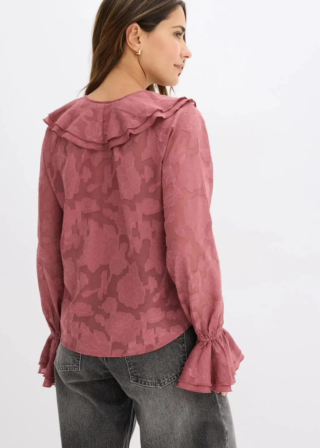 Damen bonprix Blusen & Tuniken|Bekleidung·Jacken & Mäntel|Chiffonbluse mit leichter Transparenz
