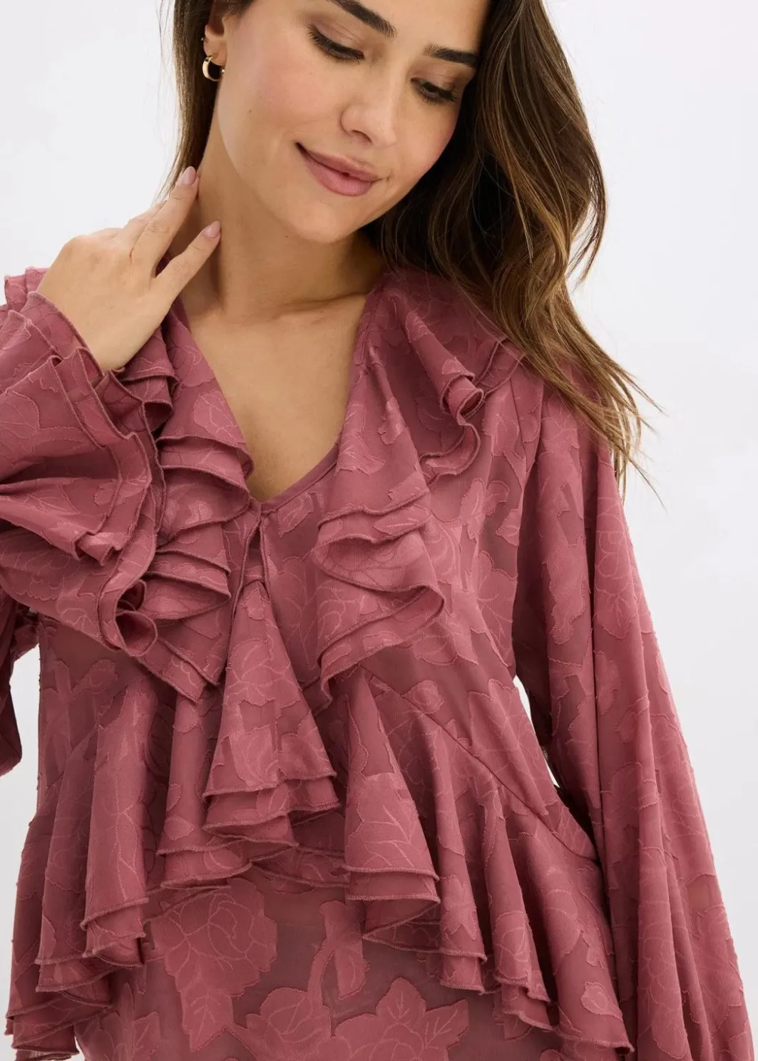 Damen bonprix Blusen & Tuniken|Bekleidung·Jacken & Mäntel|Chiffonbluse mit leichter Transparenz
