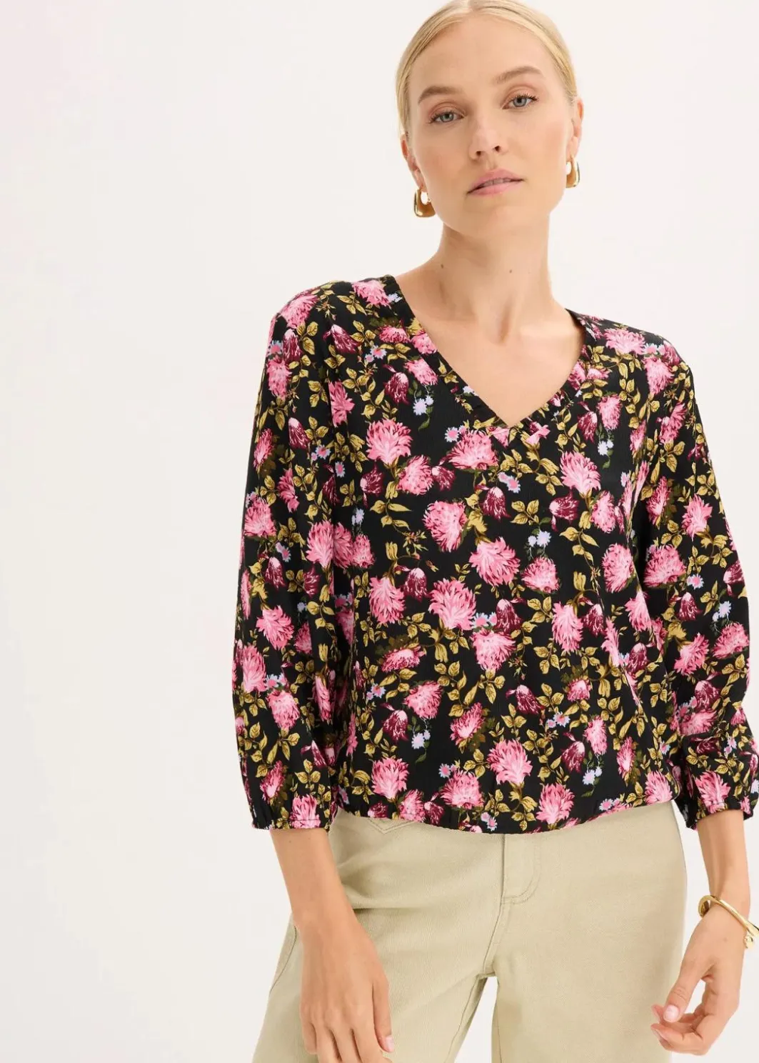 Online Chiffon-Bluse mit Raffung am Saum Damen Blusen & Tuniken