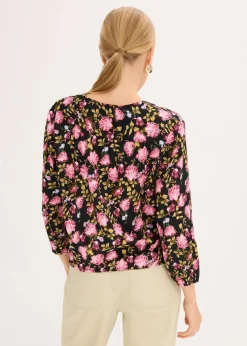Online Chiffon-Bluse mit Raffung am Saum Damen Blusen & Tuniken