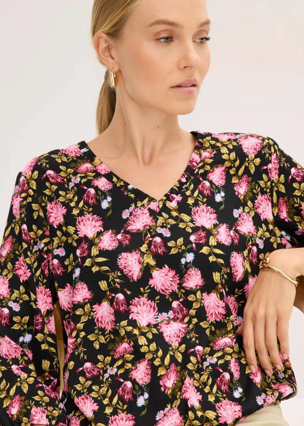 Online Chiffon-Bluse mit Raffung am Saum Damen Blusen & Tuniken