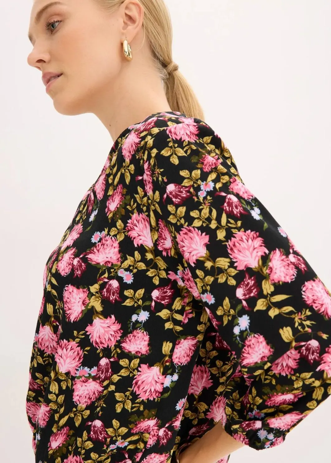 Online Chiffon-Bluse mit Raffung am Saum Damen Blusen & Tuniken