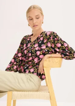 Online Chiffon-Bluse mit Raffung am Saum Damen Blusen & Tuniken