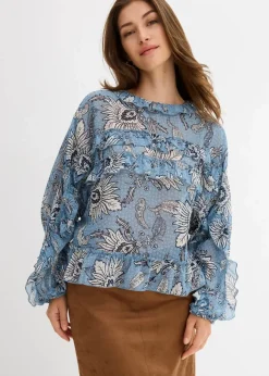 Damen bonprix Nachhaltigere Materialien|Blusen & Tuniken|Chiffonbluse mit Rüschen