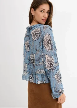 Damen bonprix Nachhaltigere Materialien|Blusen & Tuniken|Chiffonbluse mit Rüschen