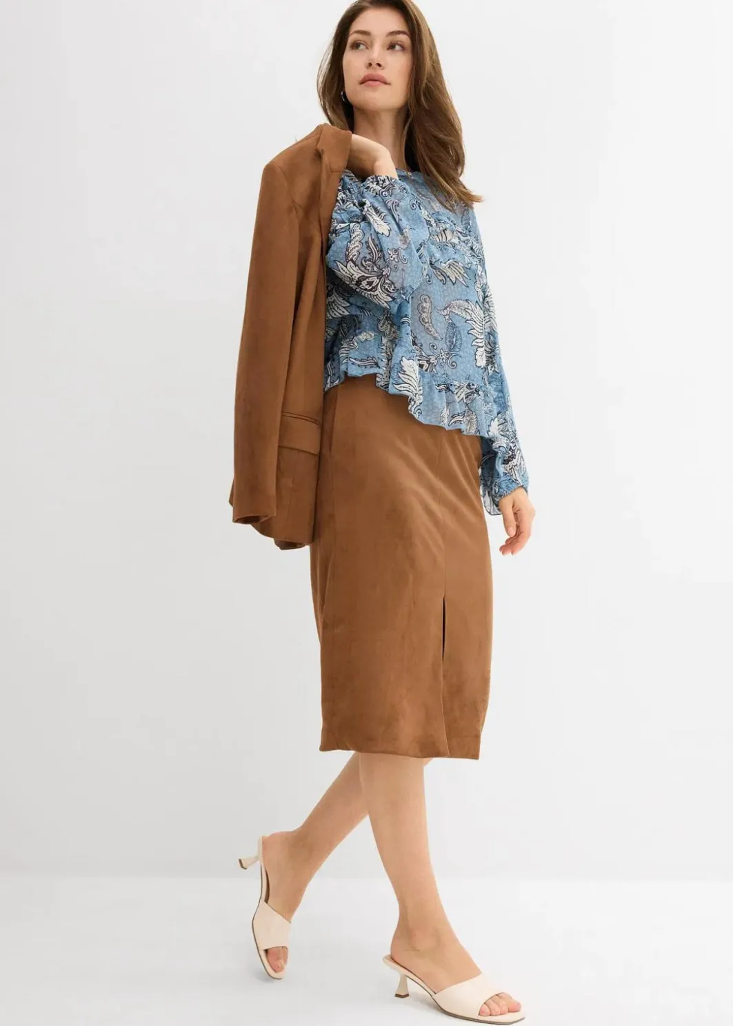 Damen bonprix Nachhaltigere Materialien|Blusen & Tuniken|Chiffonbluse mit Rüschen