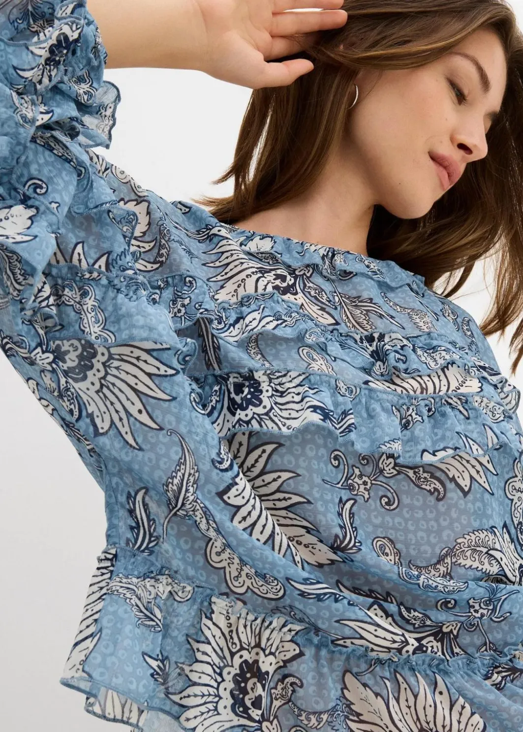 Damen bonprix Nachhaltigere Materialien|Blusen & Tuniken|Chiffonbluse mit Rüschen