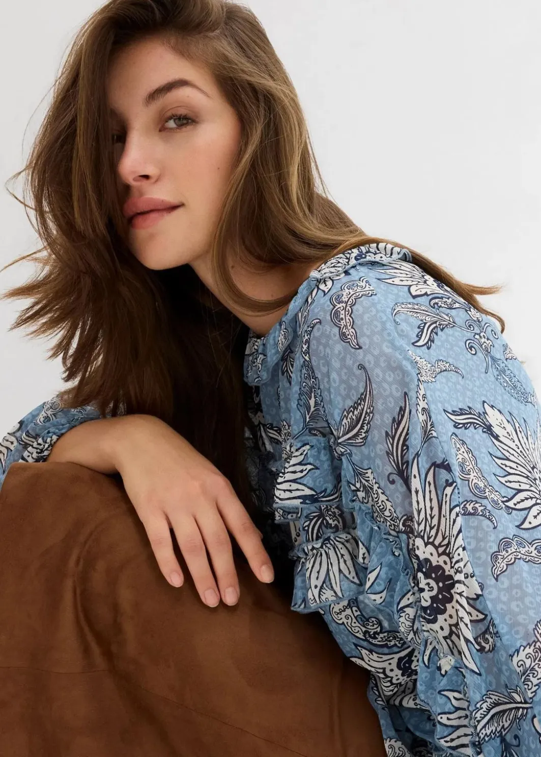 Damen bonprix Nachhaltigere Materialien|Blusen & Tuniken|Chiffonbluse mit Rüschen