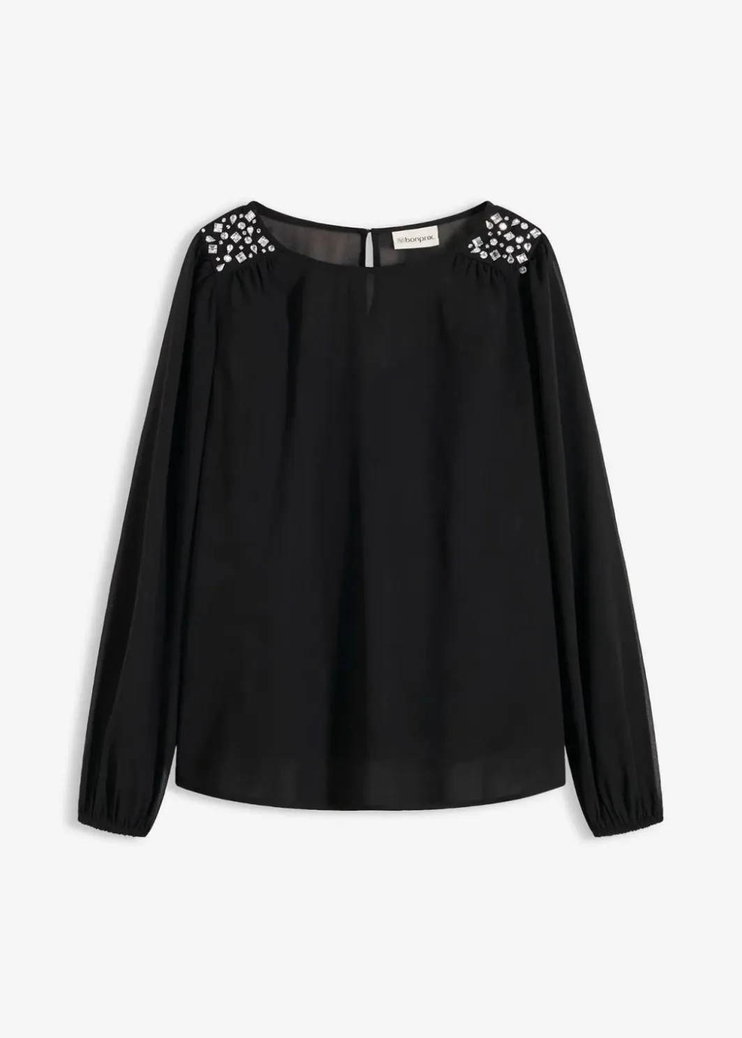 Damen bonprix Bekleidung·Jacken & Mäntel|Festliche Mode|Chiffonbluse mit Strasssteinverzierung