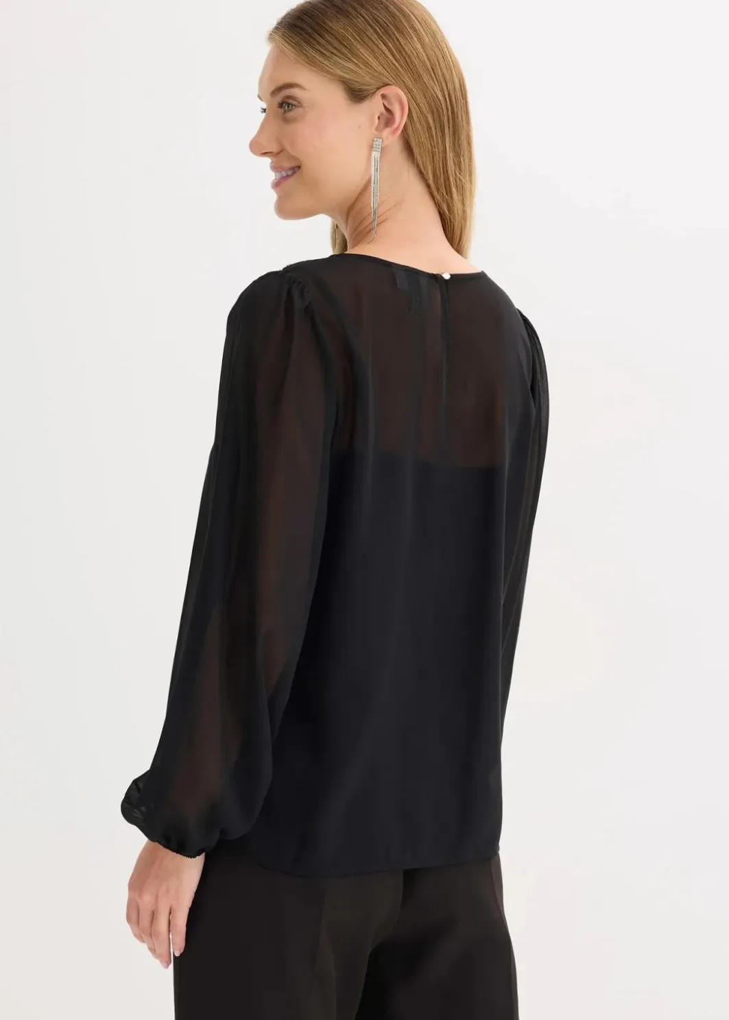 Damen bonprix Bekleidung·Jacken & Mäntel|Festliche Mode|Chiffonbluse mit Strasssteinverzierung