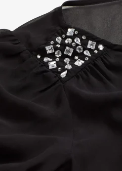 Damen bonprix Bekleidung·Jacken & Mäntel|Festliche Mode|Chiffonbluse mit Strasssteinverzierung