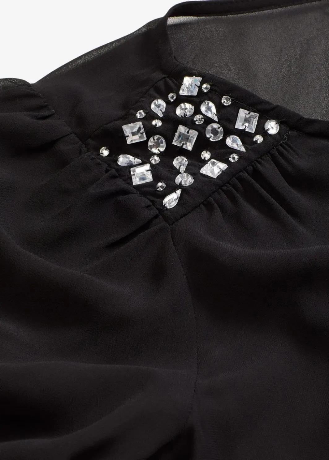 Damen bonprix Bekleidung·Jacken & Mäntel|Festliche Mode|Chiffonbluse mit Strasssteinverzierung