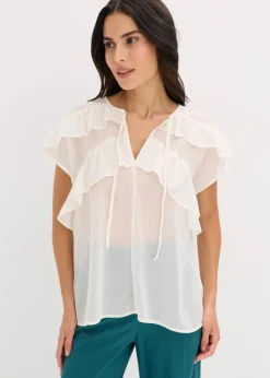 Damen bonprix Blusen & Tuniken|Bekleidung·Jacken & Mäntel|Chiffonbluse mit Volants