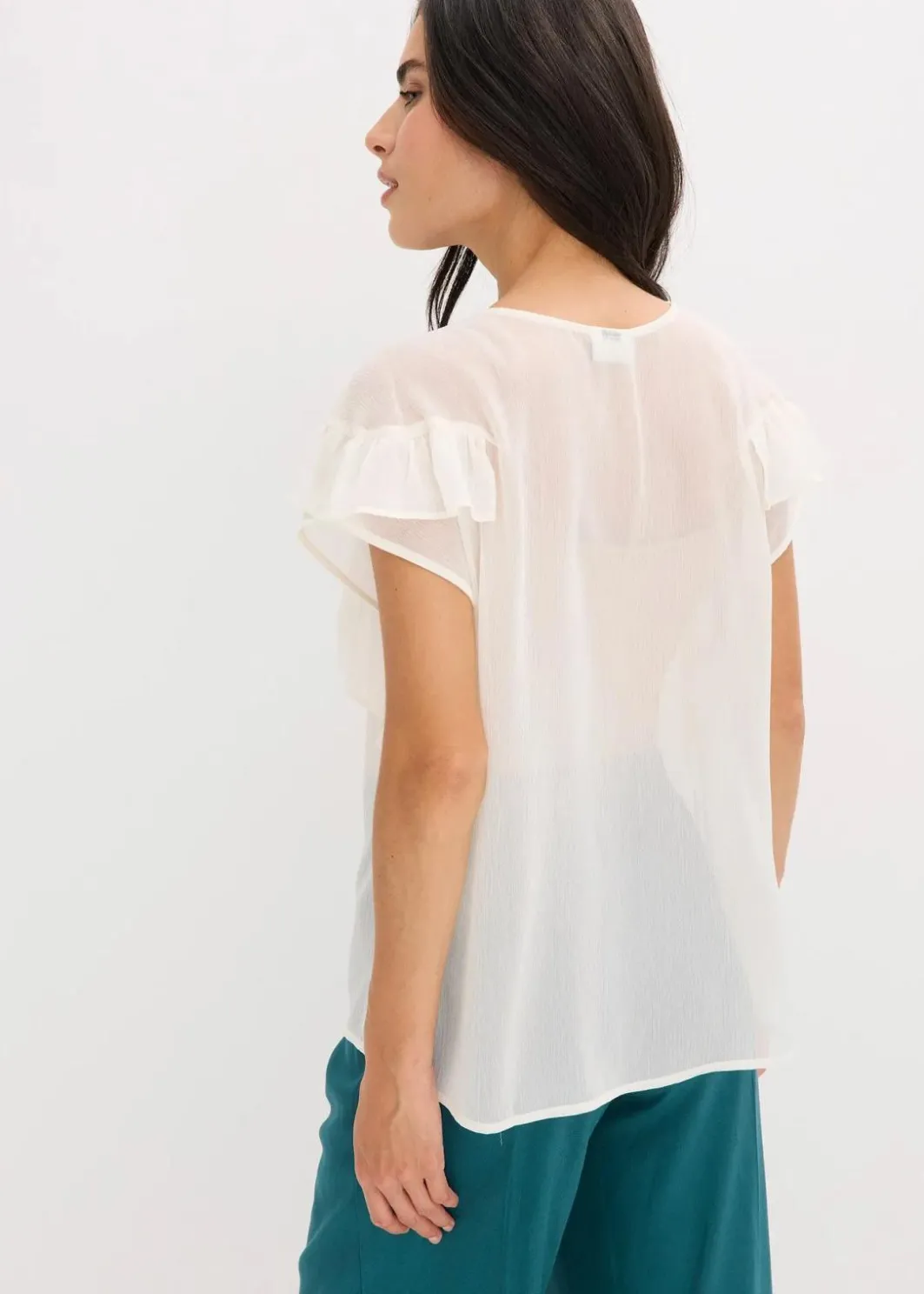 Damen bonprix Blusen & Tuniken|Bekleidung·Jacken & Mäntel|Chiffonbluse mit Volants