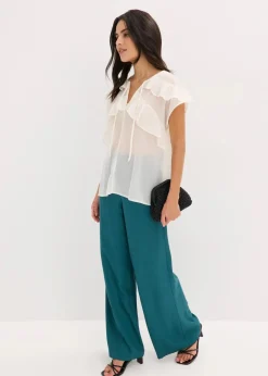 Damen bonprix Blusen & Tuniken|Bekleidung·Jacken & Mäntel|Chiffonbluse mit Volants