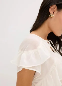 Damen bonprix Blusen & Tuniken|Bekleidung·Jacken & Mäntel|Chiffonbluse mit Volants