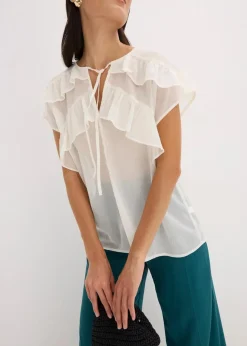 Damen bonprix Blusen & Tuniken|Bekleidung·Jacken & Mäntel|Chiffonbluse mit Volants