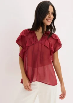 Damen bonprix Bekleidung·Jacken & Mäntel|Blusen & Tuniken|Chiffonbluse mit Volants