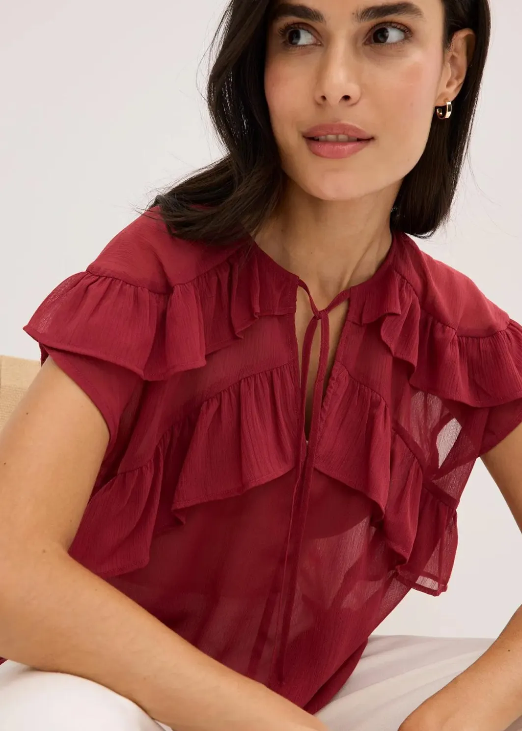 Damen bonprix Bekleidung·Jacken & Mäntel|Blusen & Tuniken|Chiffonbluse mit Volants