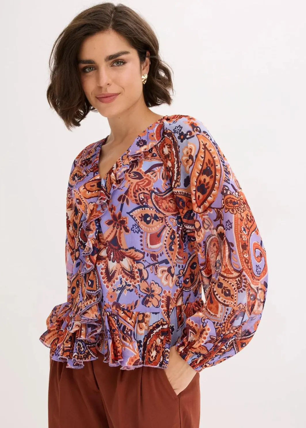 Damen bonprix Bekleidung·Jacken & Mäntel|Blusen & Tuniken|Chiffonbluse mit Volants