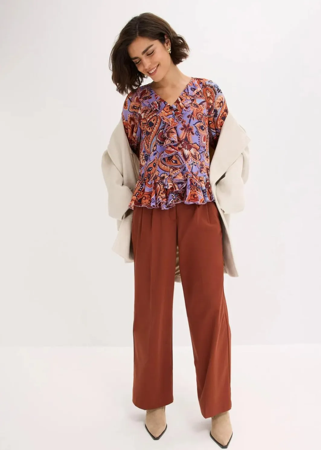 Damen bonprix Bekleidung·Jacken & Mäntel|Blusen & Tuniken|Chiffonbluse mit Volants