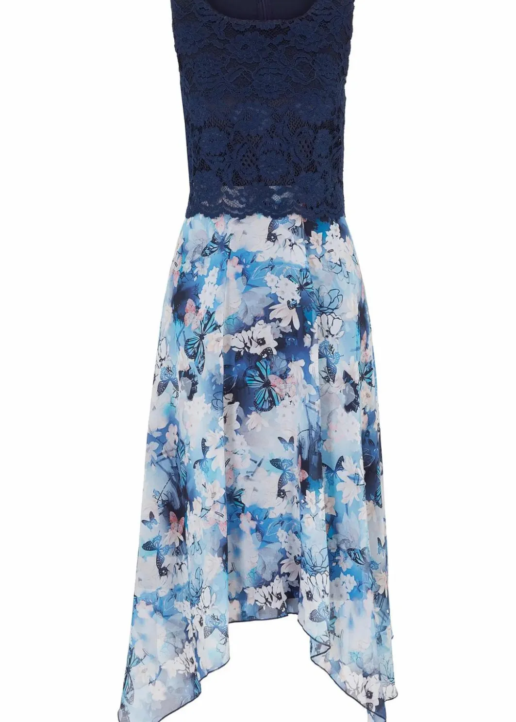Hot Chiffonkleid mit feiner Spitze Damen Festliche Mode|Kleider