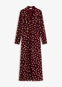 Online Chiffonkleid mit Kontrast-Pipings Damen Kleider|Bekleidung·Pullover & Strickjacken