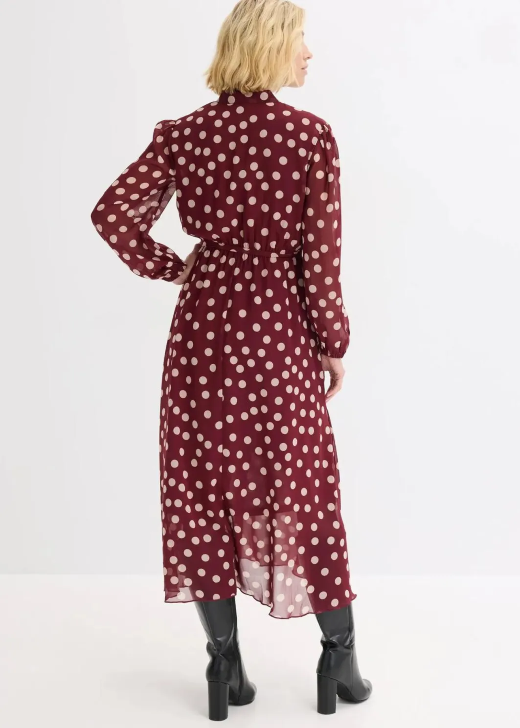 Online Chiffonkleid mit Kontrast-Pipings Damen Kleider|Bekleidung·Pullover & Strickjacken