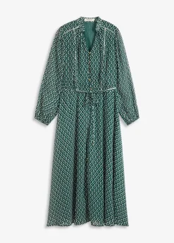 Chiffonkleid mit Kontrast-Pipings Damen Bekleidung·Pullover & Strickjacken|Kleider