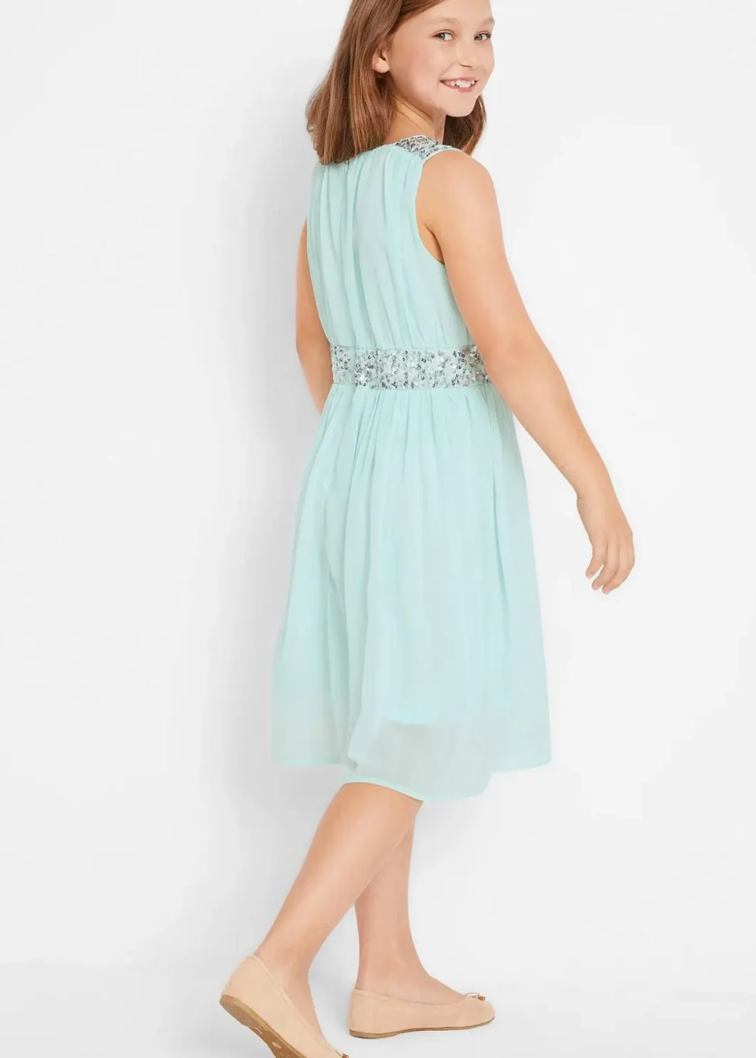 Kinder bonprix Mädchen 9-16 Jahre·Kleider & Jumpsuits|Chiffonkleid mit Paillettenband