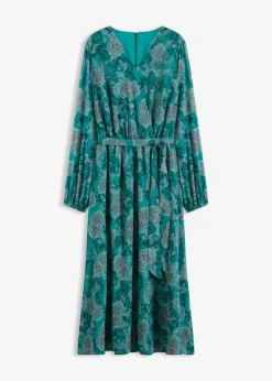 Damen bonprix Kleider|Bekleidung·Pullover & Strickjacken|Chiffonkleid mit Paisley-Druck