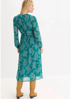 Damen bonprix Kleider|Bekleidung·Pullover & Strickjacken|Chiffonkleid mit Paisley-Druck