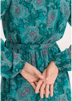 Damen bonprix Kleider|Bekleidung·Pullover & Strickjacken|Chiffonkleid mit Paisley-Druck