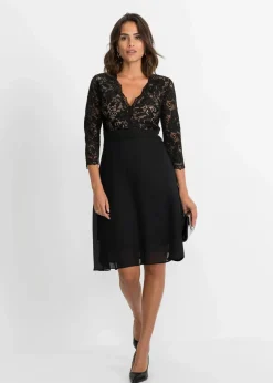 Damen bonprix Festliche Mode|Kleider|Chiffonkleid mit Spitze
