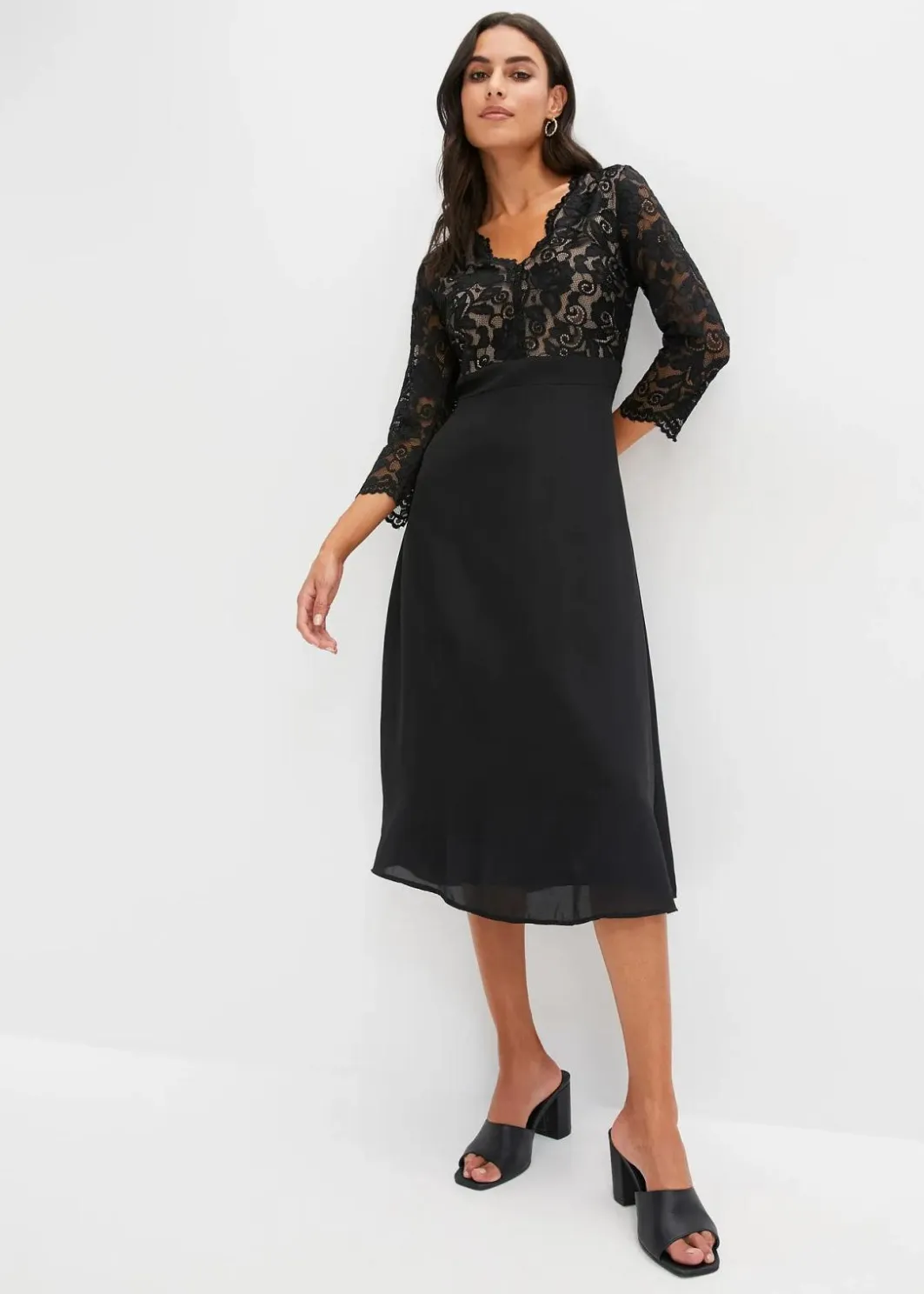 Clearance Chiffonkleid mit Spitze Damen Bekleidung·Pullover & Strickjacken|Festliche Mode