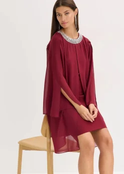 Online Chiffonkleid mit Strassstein-Applikation Damen Bekleidung·Pullover & Strickjacken|Festliche Mode