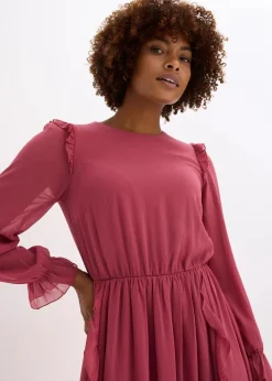 Damen bonprix Bekleidung·Pullover & Strickjacken|Kleider|Chiffonkleid mit Volants