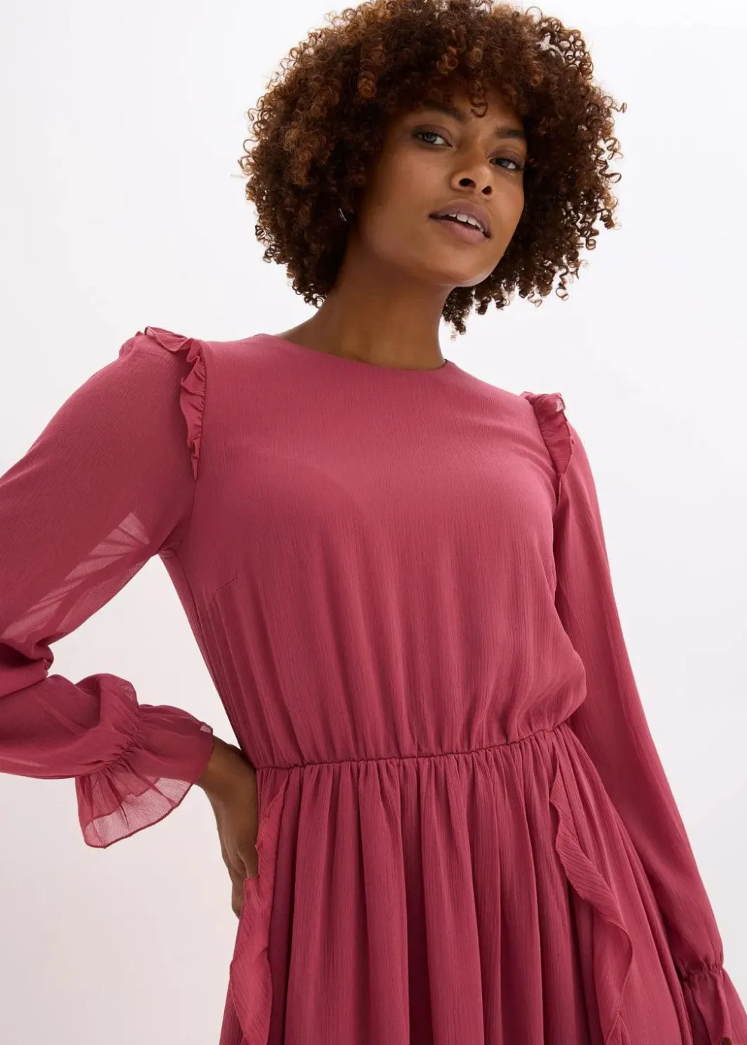 Damen bonprix Bekleidung·Pullover & Strickjacken|Kleider|Chiffonkleid mit Volants