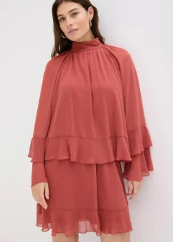 Damen bonprix Bekleidung·Pullover & Strickjacken|Nachhaltigere Materialien|Chiffonkleid mit Volants