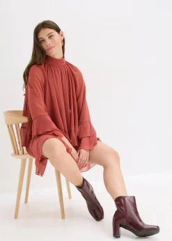 Damen bonprix Bekleidung·Pullover & Strickjacken|Nachhaltigere Materialien|Chiffonkleid mit Volants