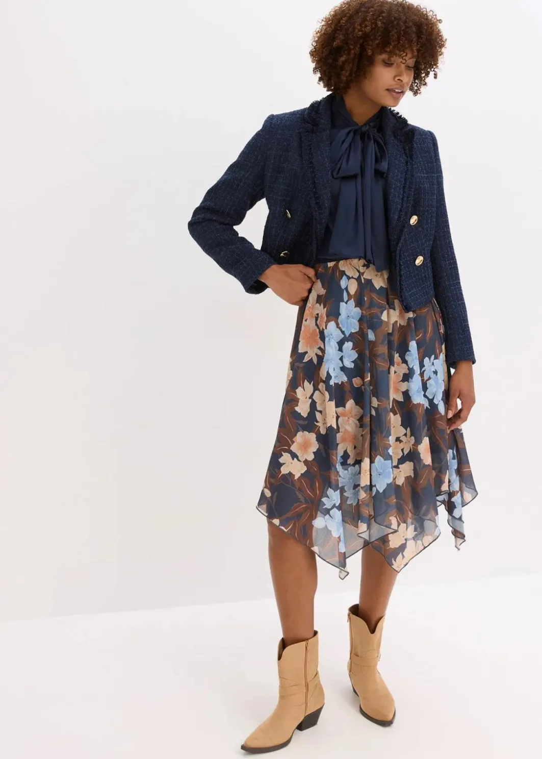 Online Chiffon-Midirock mit asymmetrischem Saum Damen Bekleidung·Sportbekleidung|Röcke