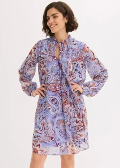 Damen bonprix Bekleidung·Pullover & Strickjacken|Nachhaltigere Materialien|Chiffon-Tunika-Kleid mit Schluppe