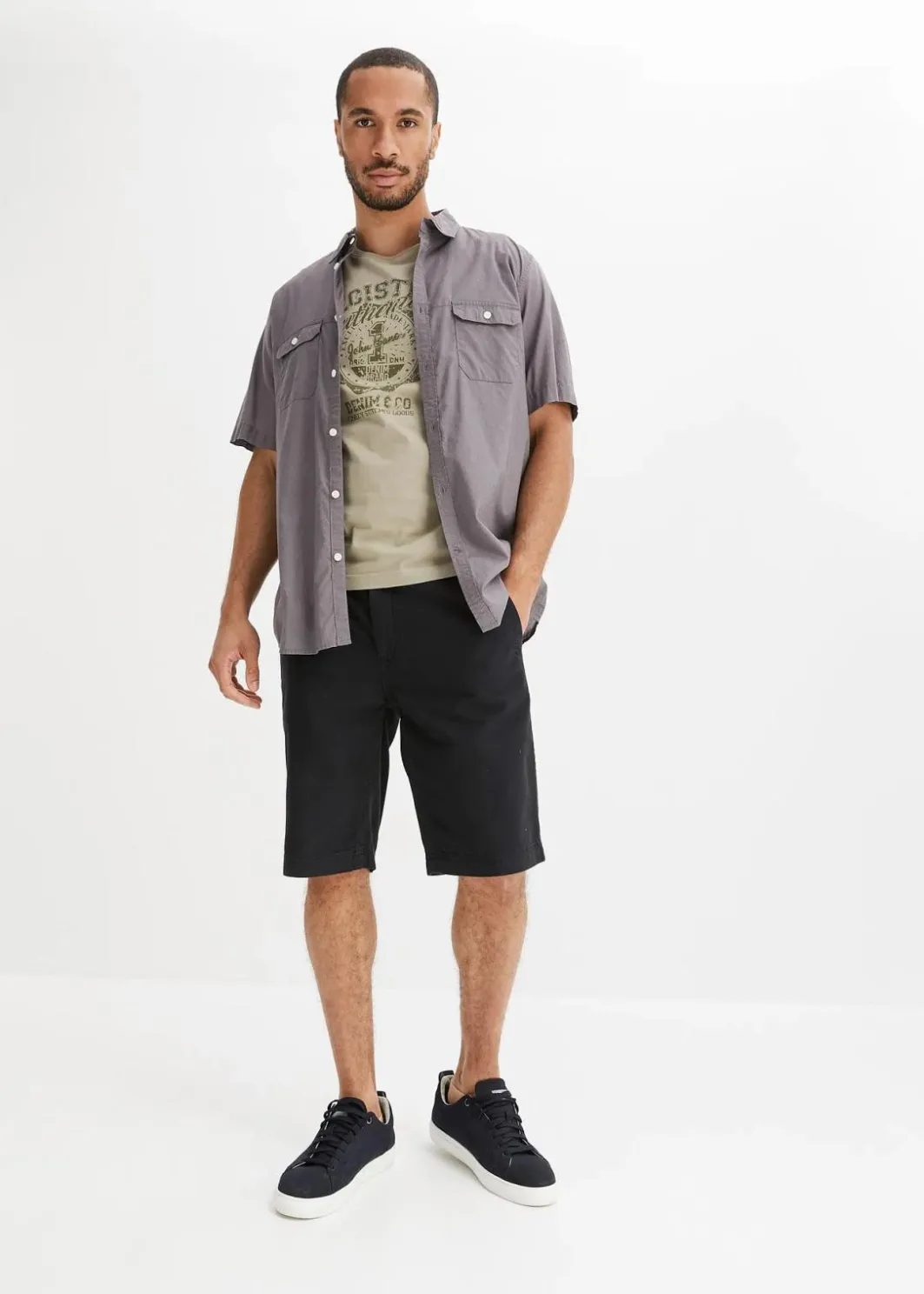 Clearance Chino-Bermuda aus reiner Baumwolle, Regular Fit Herren Hosen|Basics